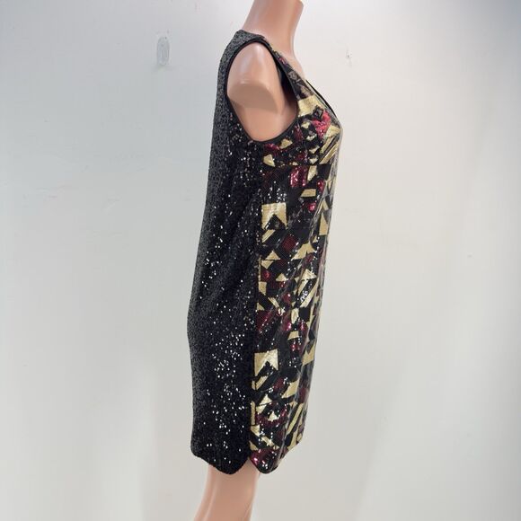 NWT Nicole Miller New York V-Neck Sequin Shift Cocktail Dress Size 8 - Picture 6 of 17